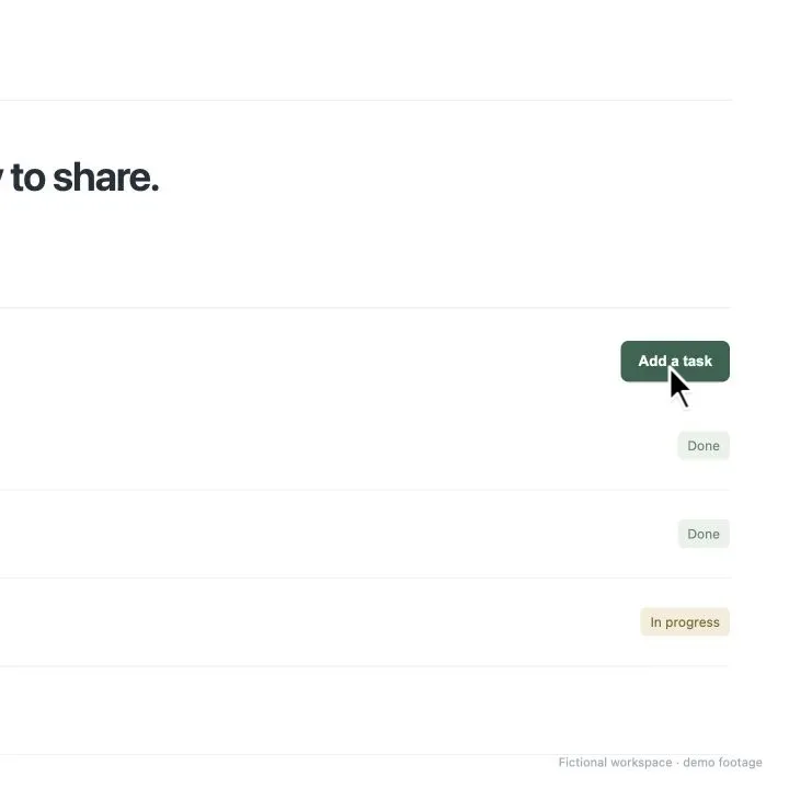 The same moment as a square 1:1 frame, cropped to keep the Add a task button and cursor in view.